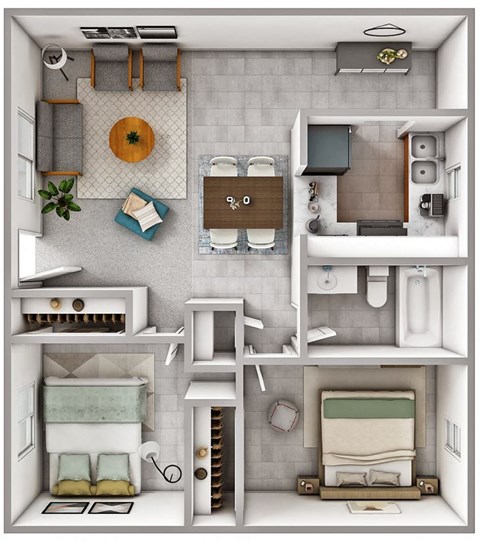 2 Bedroom 1 Bath Floor Plan at Allora Phoenix, Phoenix, AZ, 85021